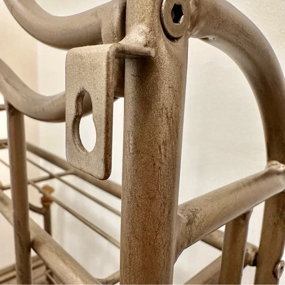 Vintage metal 2 tier wall table shelf gold brass tones tassels gorgeous like new - Picture 11 of 15